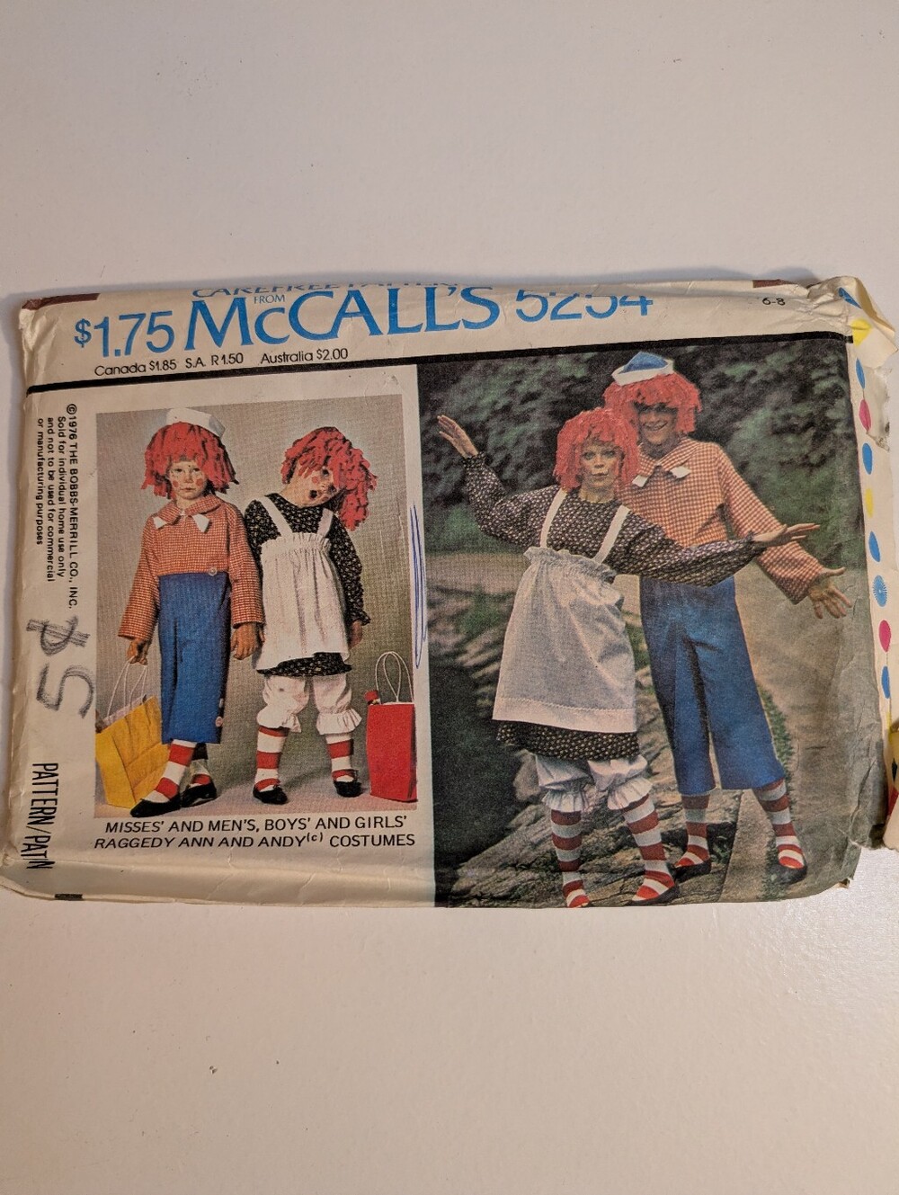McCALL'S Raggedy Ann and Andy Costume Pattern - Red/Blue